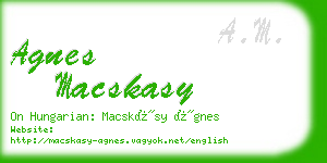 agnes macskasy business card